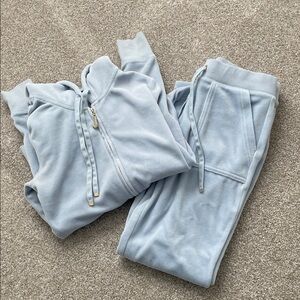 Juicy Couture Velour Light Blue Tracksuit Set Size XS